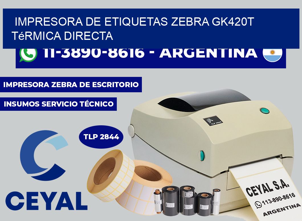 impresora de etiquetas zebra gk420t térmica directa