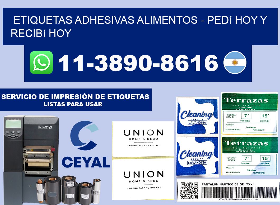 ETIQUETAS ADHESIVAS ALIMENTOS - Pedí hoy y recibí hoy
