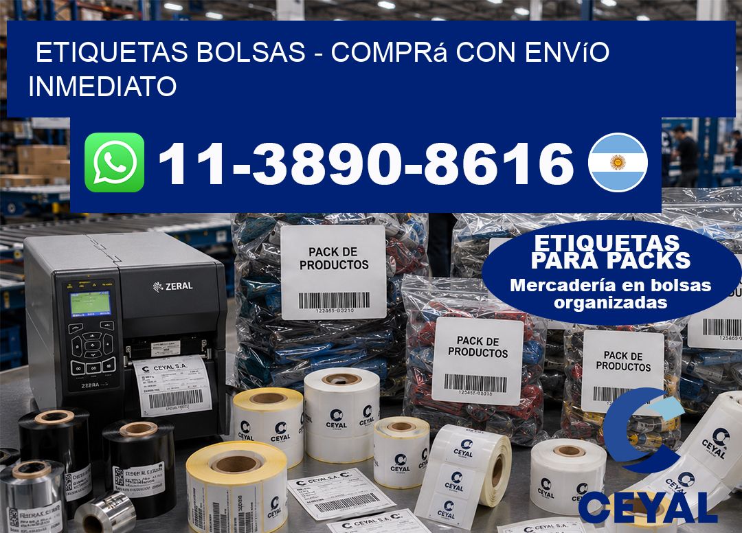 ETIQUETAS BOLSAS - Comprá con envío inmediato