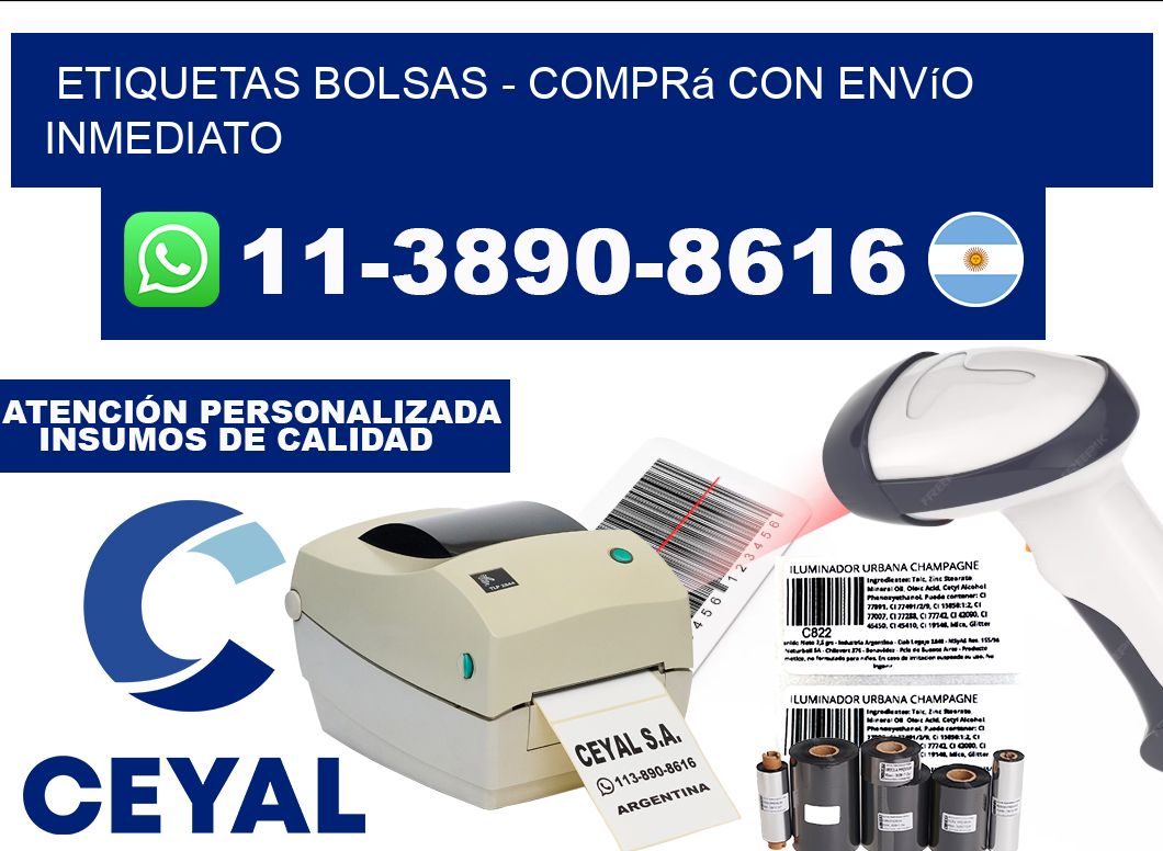 ETIQUETAS BOLSAS - Comprá con envío inmediato