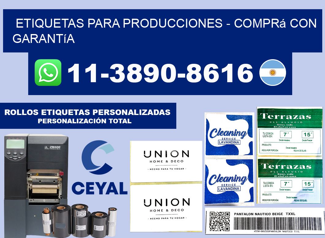 ETIQUETAS PARA PRODUCCIONES - Comprá con garantía
