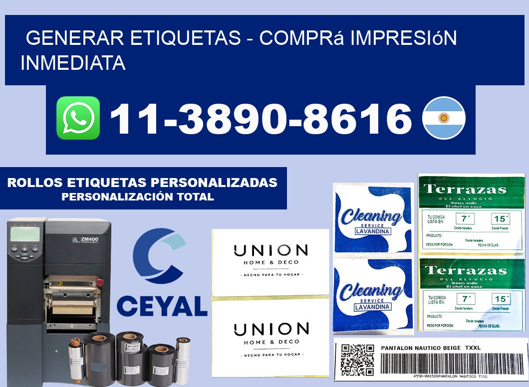 GENERAR ETIQUETAS - Comprá impresión inmediata