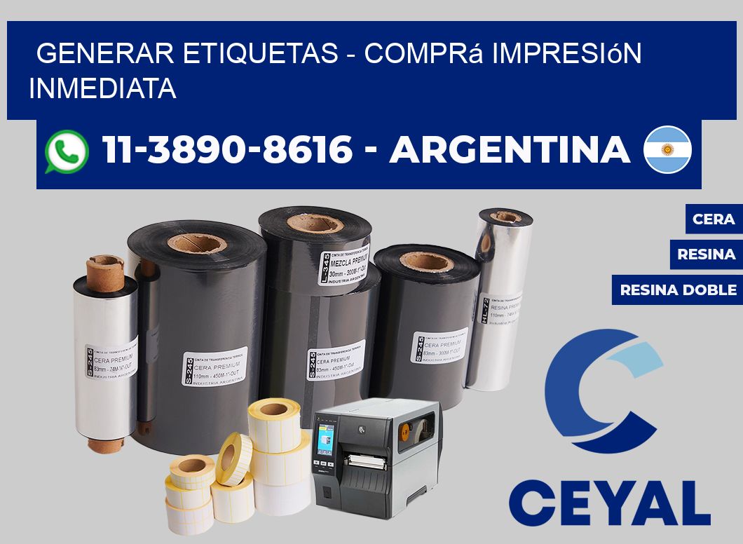 GENERAR ETIQUETAS - Comprá impresión inmediata