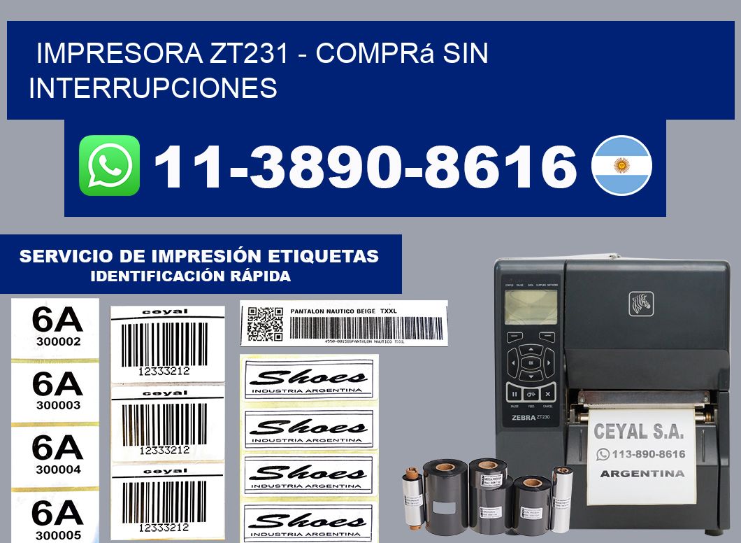IMPRESORA ZT231 - Comprá sin interrupciones