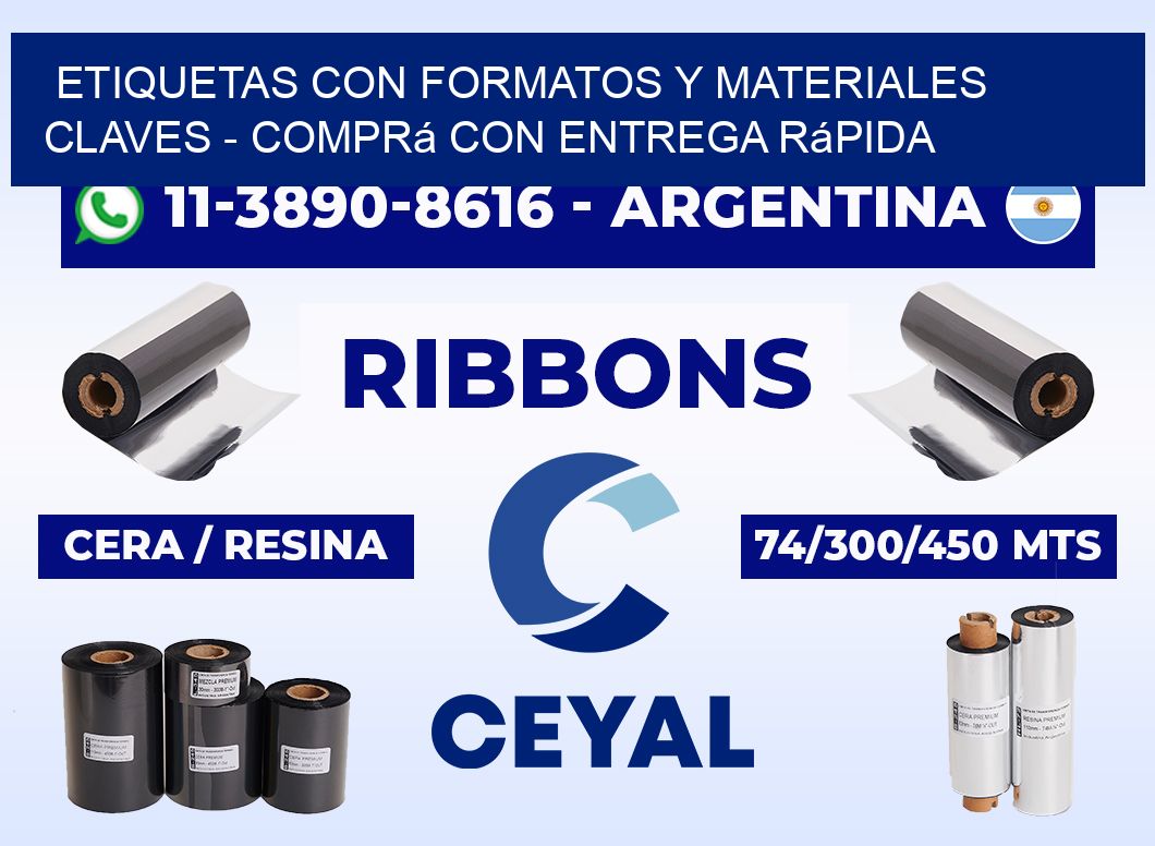 ETIQUETAS CON FORMATOS Y MATERIALES CLAVES - Comprá con entrega rápida